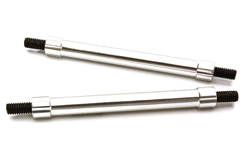 C28881SILVER Billet Machined 65mm Aluminum Linkages (2) M4 Threaded for 1/10 Scale Crawler - Image 1