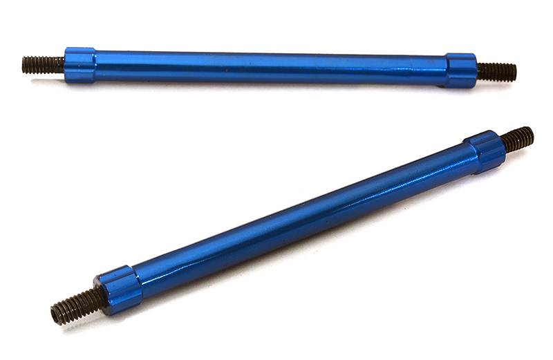 C28886BLUE Billet Machined 90mm Aluminum Linkages (2) M4 Threaded for 1/10 Scale Crawler - Image 1