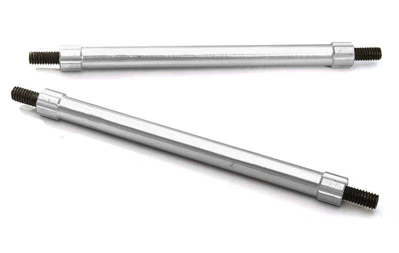 C28886SILVER Billet Machined 90mm Aluminum Linkages (2) M4 Threaded for 1/10 Scale Crawler - Image 1
