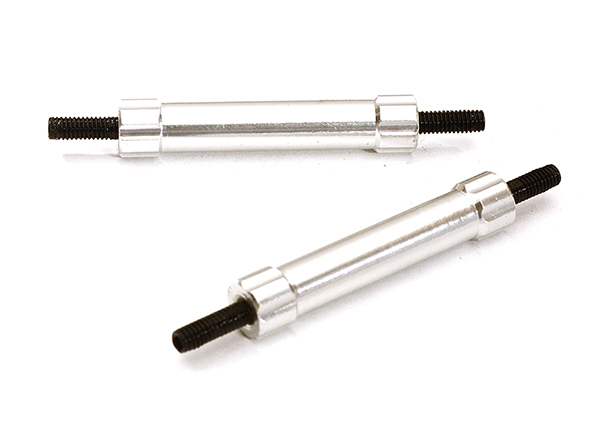 C28901SILVER Billet Machined 45mm Aluminum Linkages (2) M3 Threaded for 1/10 Scale Crawler - Image 1