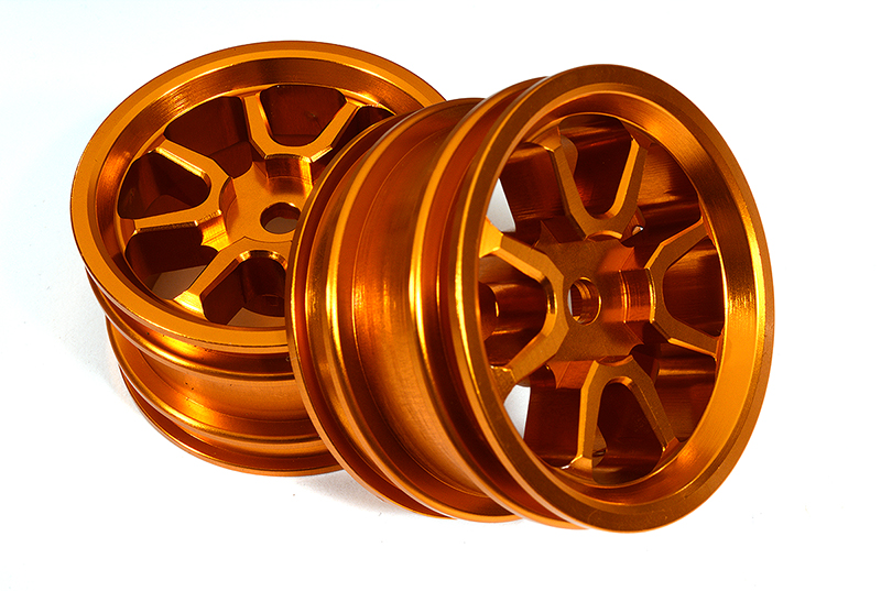C29365ORANGE Billet Machined Rear Wheels for Tamiya T3-01 Dancing Rider - Image 1