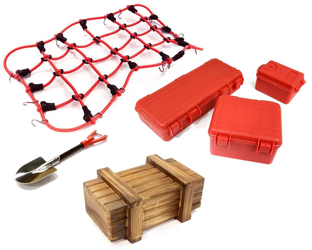 C29437RED Realistic Model 1/10 Scale Accessories Set for Off-Road Crawler - Image 1