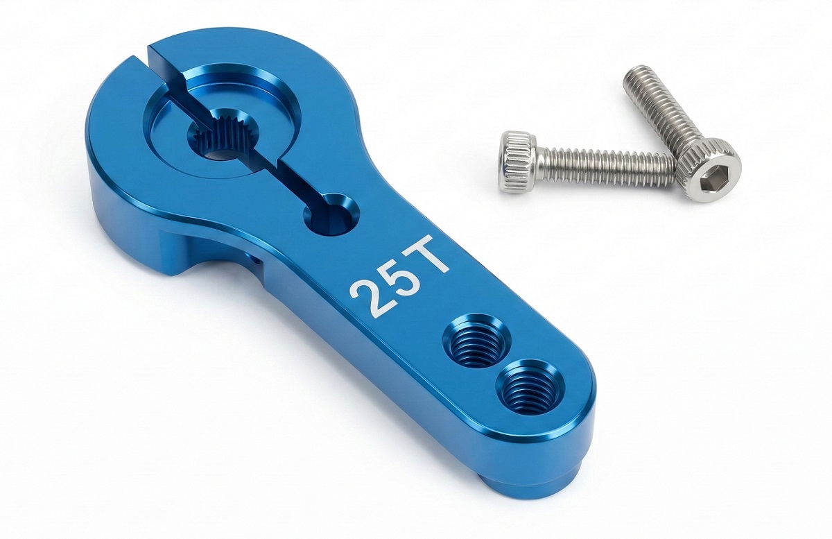 Blue Alloy Servo Horn 25T for Futaba Servo (r=20, 24mm)