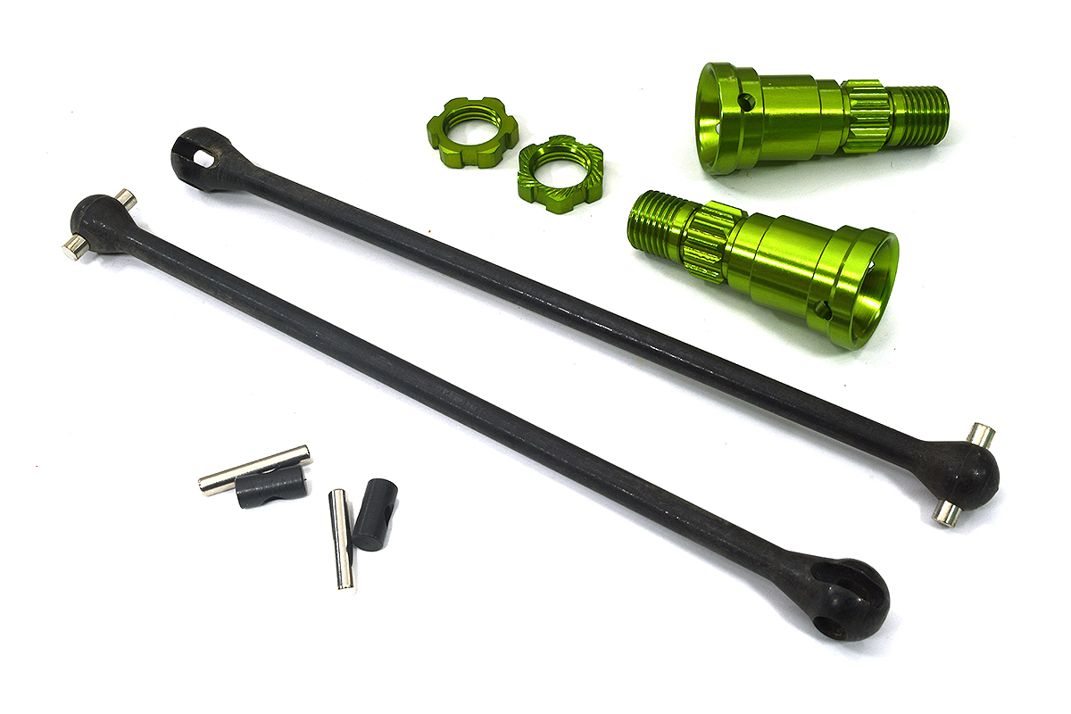 Universal Green Drive Shafts with Stub Axles (2) for Traxxas 8S X-Maxx 4X4 7750