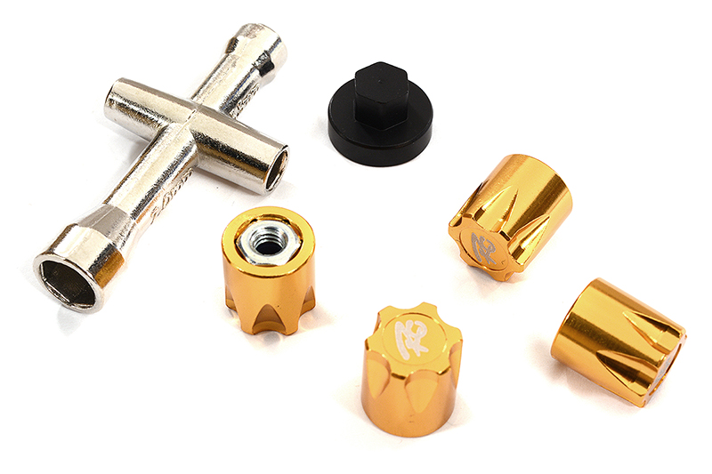 Realistic Gold Billet Machined M4 Size Wheel Nut for 1/10 Scale Models