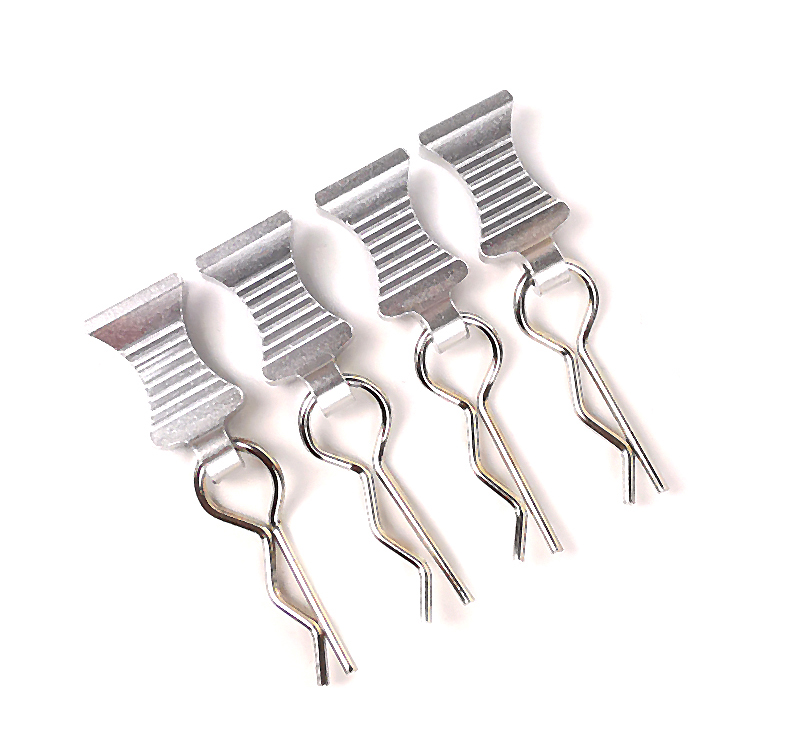 C30325SILVER Aluminum Alloy Easy Pulls (4) w/ Body Clips for 1/10 Scale - Image 1