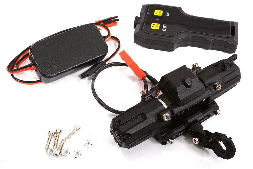 Realistic Heavy-Duty Twin Motor Winch w/ Remote Control for 1/10 Scale Crawler