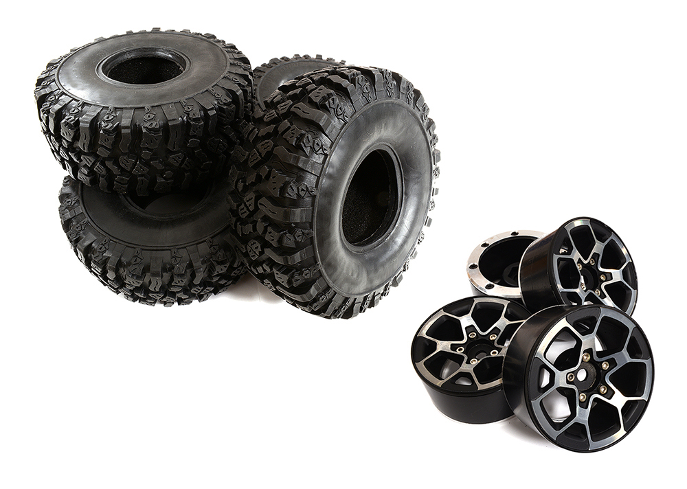Billet Alloy 5Y Spoke 1.9 Wheel & Tire Set for Scale Crawler - 122mm O.D.