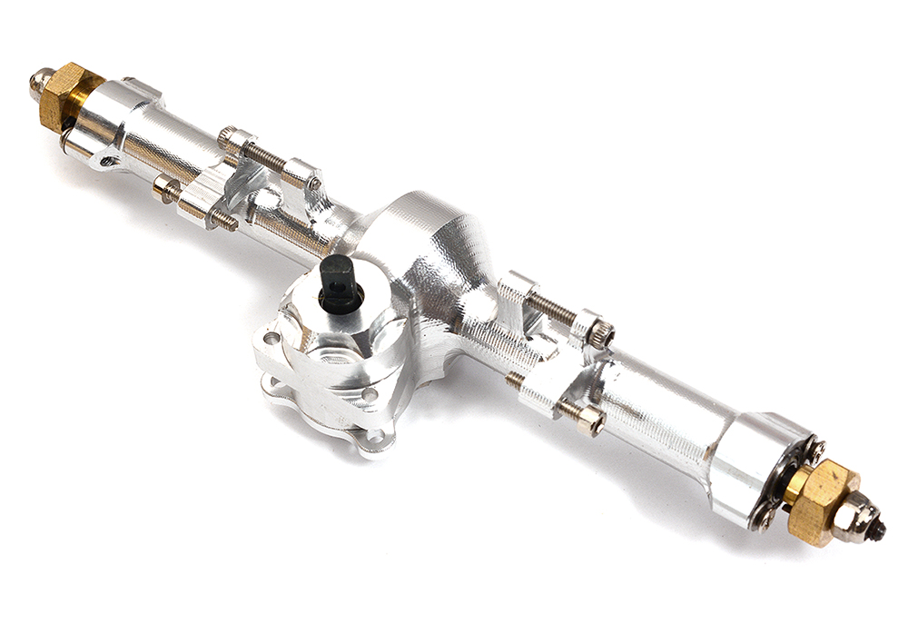 C30786SILVER Billet Machined Alloy Complete Rear Axle for Axial 1/24 SCX24 Rock Crawler - Image 1