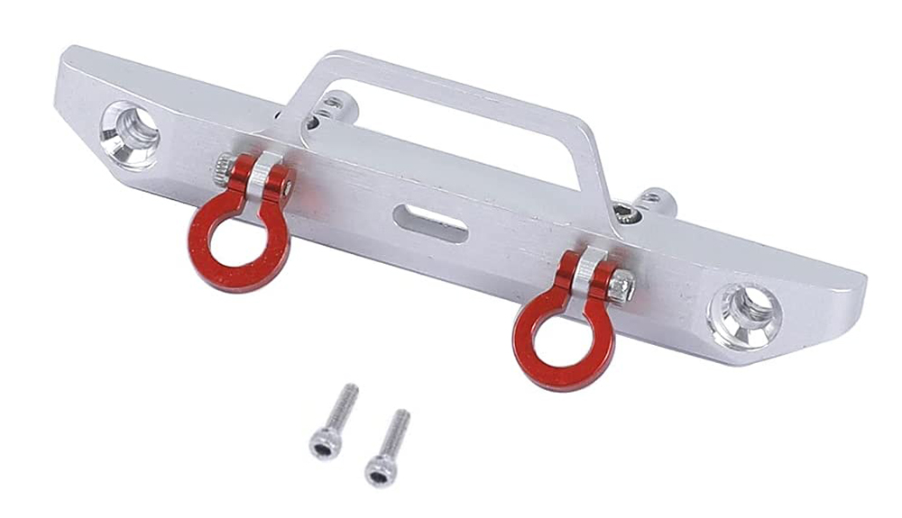 C30788SILVER Billet Machined Front Bumper for Axial 1/24 SCX24 Rock Crawler - Image 1