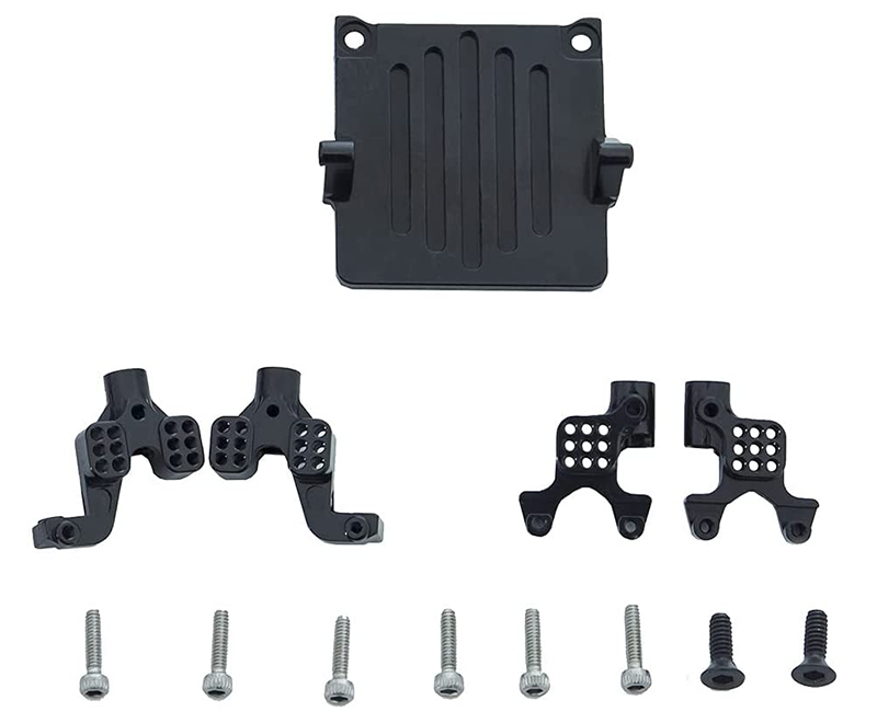 C30789BLACK Billet Machined ESC Plate w/ Shock Towers for Axial 1/24 SCX24 Rock Crawler - Image 1