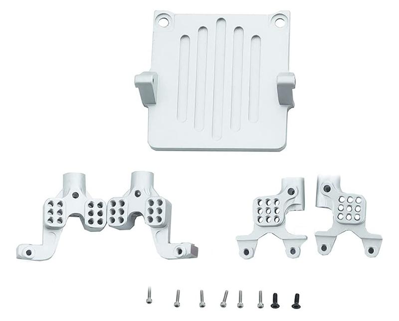 C30789SILVER Billet Machined ESC Plate w/ Shock Towers for Axial 1/24 SCX24 Rock Crawler - Image 1