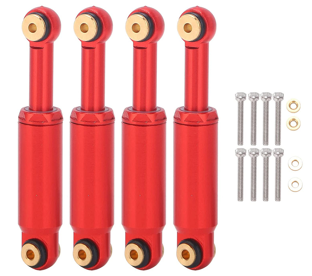 C30792RED Billet Machined Alloy Shocks (4) for Axial 1/24 SCX24 Rock Crawler - Image 1