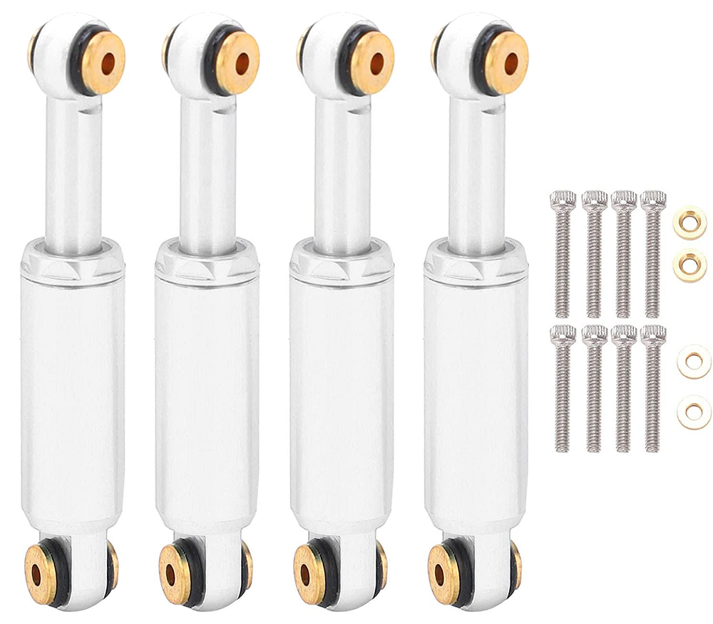 C30792SILVER Billet Machined Alloy Shocks (4) for Axial 1/24 SCX24 Rock Crawler - Image 1