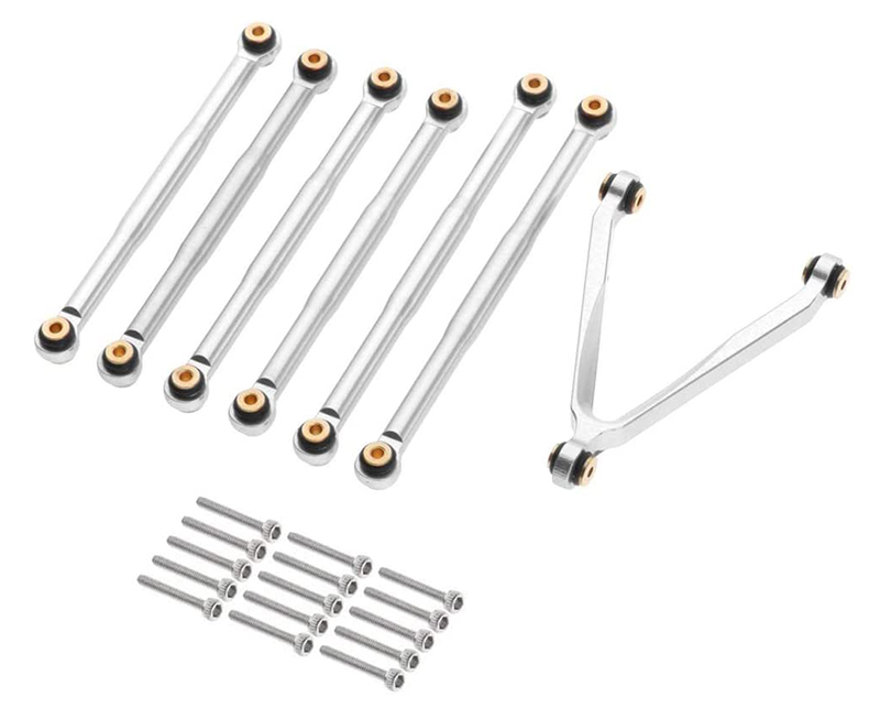 C30800SILVER Billet Machined Alloy Linkage Set for Axial 1/24 SCX24 C10 B-17 Rock Crawler - Image 1