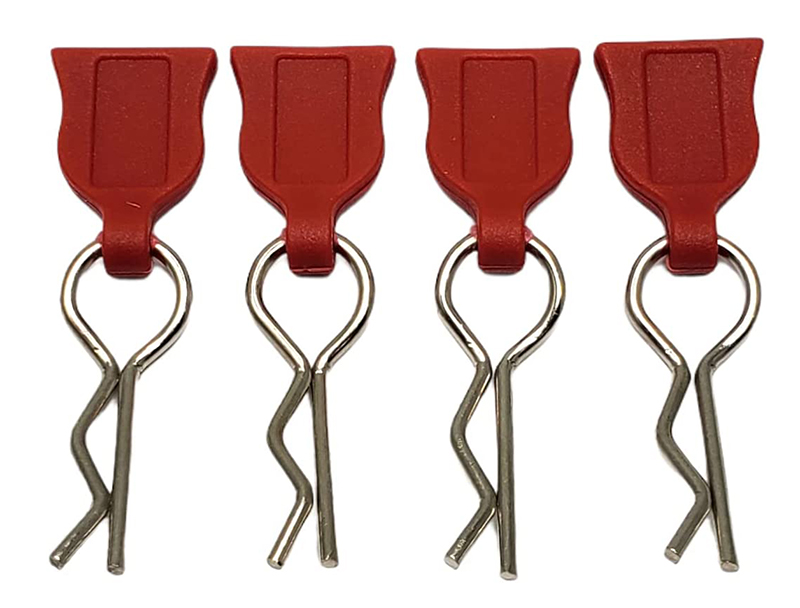 C30805RED Plastic Easy Pulls (4) w/ Body Clips for 1/10 Scale - Image 1