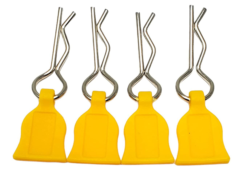 C30805YELLOW Plastic Easy Pulls (4) w/ Body Clips for 1/10 Scale - Image 1
