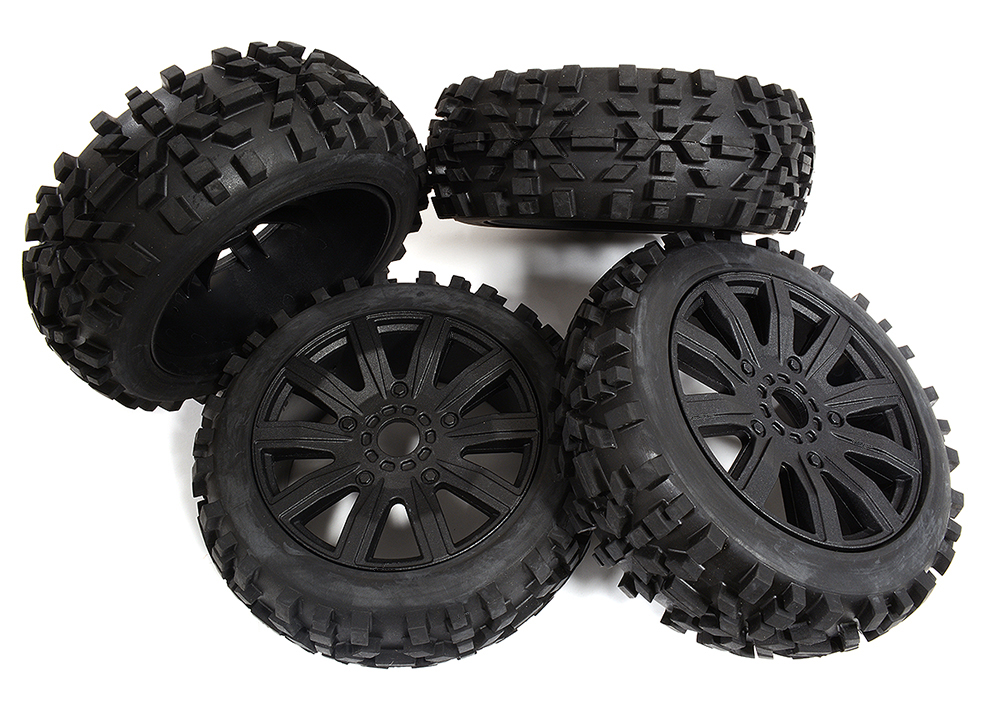 C30897 Tires, Wheels & Inserts TK63 Style w/ 17mm Hex for 1/8 Buggy Size 4pcs OD=120mm - Image 1