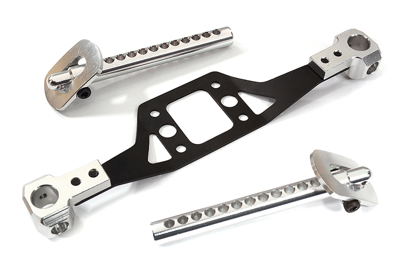 C30936SILVER Machined Alloy Rear Body Posts w/ Mounts for Associated DR10 Drag Race Car RTR - Image 1