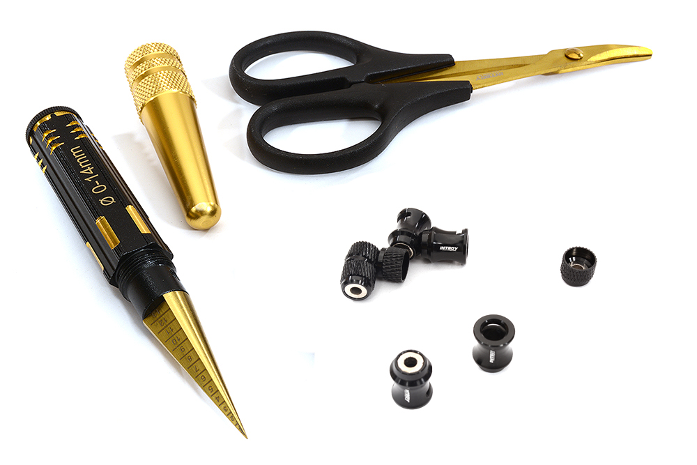 C31019BLACK Universal Plastic R/C Body Mounting Hole, Cut & Trim Tool Kit - Black - Image 1