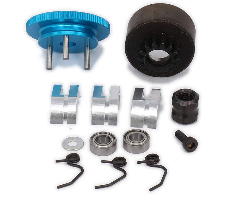 C31030BLUESILVER 1/8 Nitro Flywheel, Clutch & 14T Clutch Bell Set for 21-28 Size Engine - Image 1