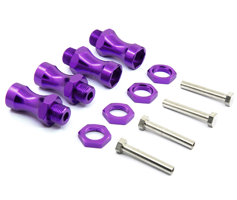 C31085PURPLE 12-to-17mm Conversion Alloy Hex Wheel (4) Hub +25mm Offset for 1/10 Scale RC - Image 1