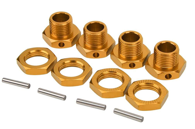 C31088GOLD Alloy 17mm Hex Wheel (4) Hub for 1/8 Scale RC Buggy - Image 1