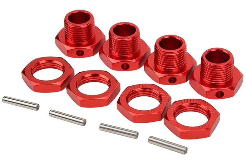 C31088RED Alloy 17mm Hex Wheel (4) Hub for 1/8 Scale RC Buggy - Image 1