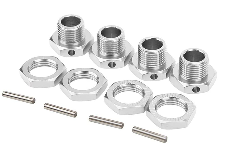C31088SILVER Alloy 17mm Hex Wheel (4) Hub for 1/8 Scale RC Buggy - Image 1