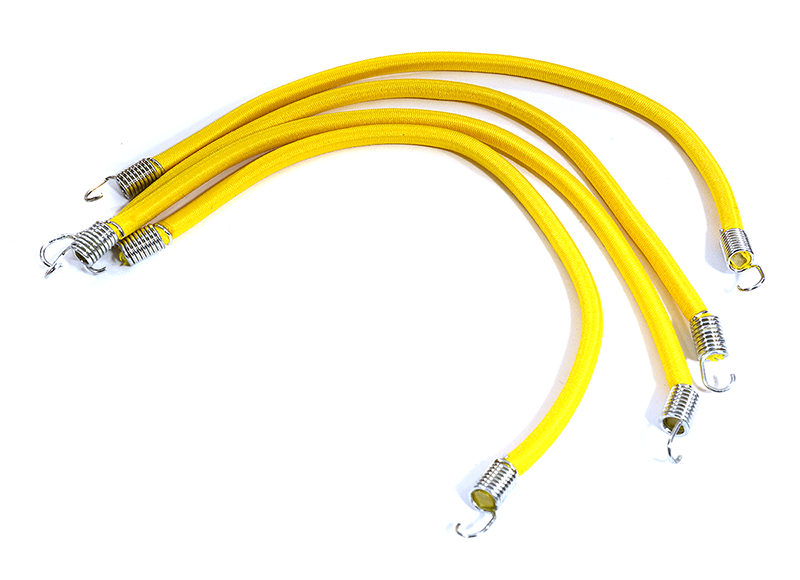 C31195YELLOW 1/10 Model Scale 3x150mm Bungee Elastic Cord Strap w/ Hooks for Off-Road Crawler - Image 1