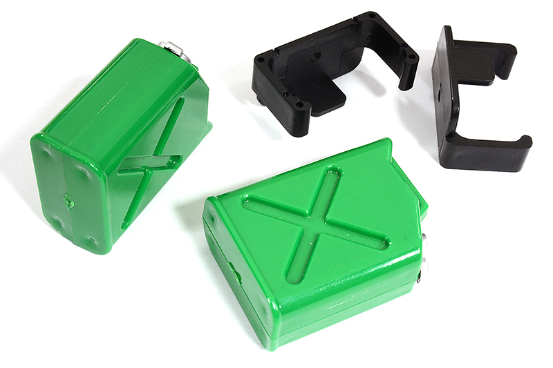 C31200GREEN Realistic Jerry Can Oil Tank (2) w/ Bracket for 1/10 Scale Rock Crawler - Image 1