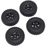 Alloy Machined Wheels (4) w/ Rubber Tires for Axial 1/24 SCX24 Rock Crawler