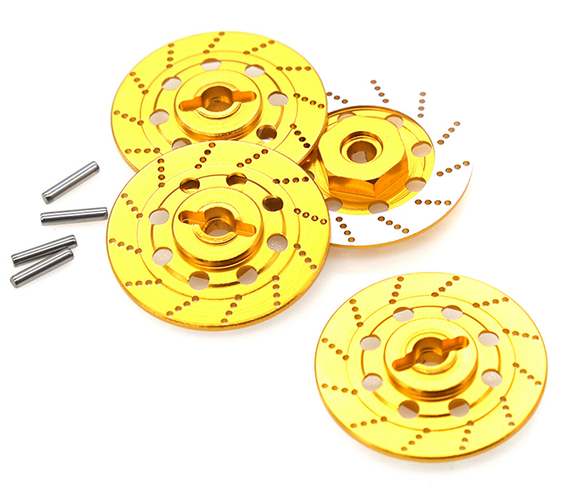 C31239GOLD Realistic Alloy Machined Brake 12mm Hex Hub Set for 1/10 Scale On-Road - Image 1