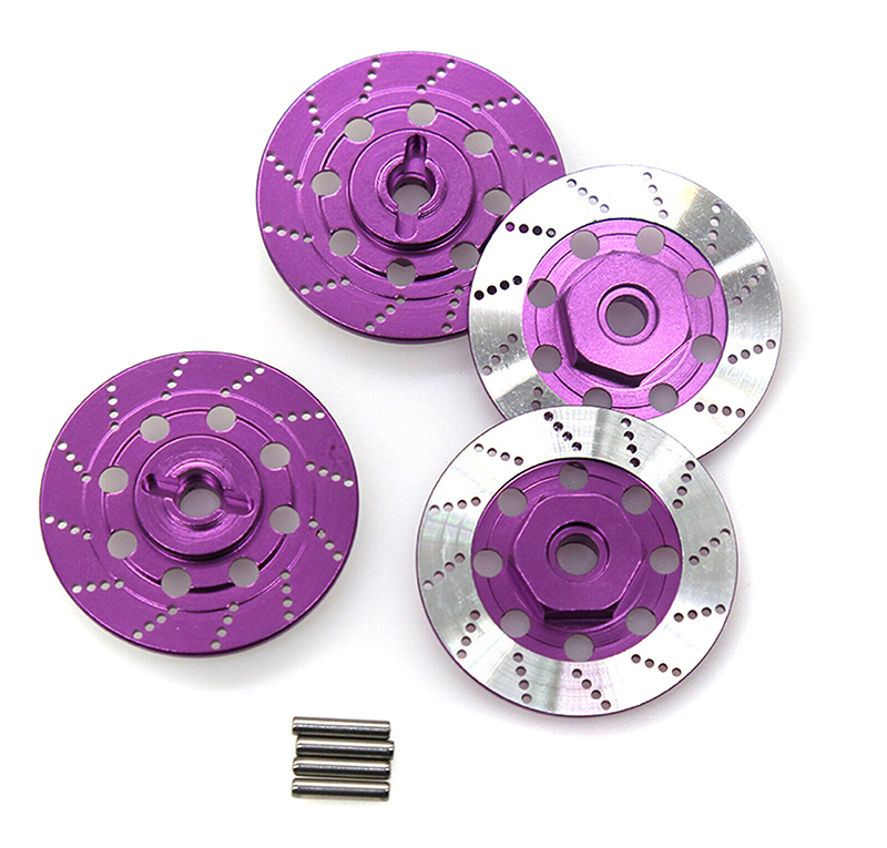 C31239PURPLE Realistic Alloy Machined Brake 12mm Hex Hub Set for 1/10 Scale On-Road - Image 1