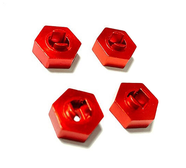 C31258RED Alloy Machined Hex Adapters for Traxxas LaTrax Teton 1/18 Monster Truck - Image 1