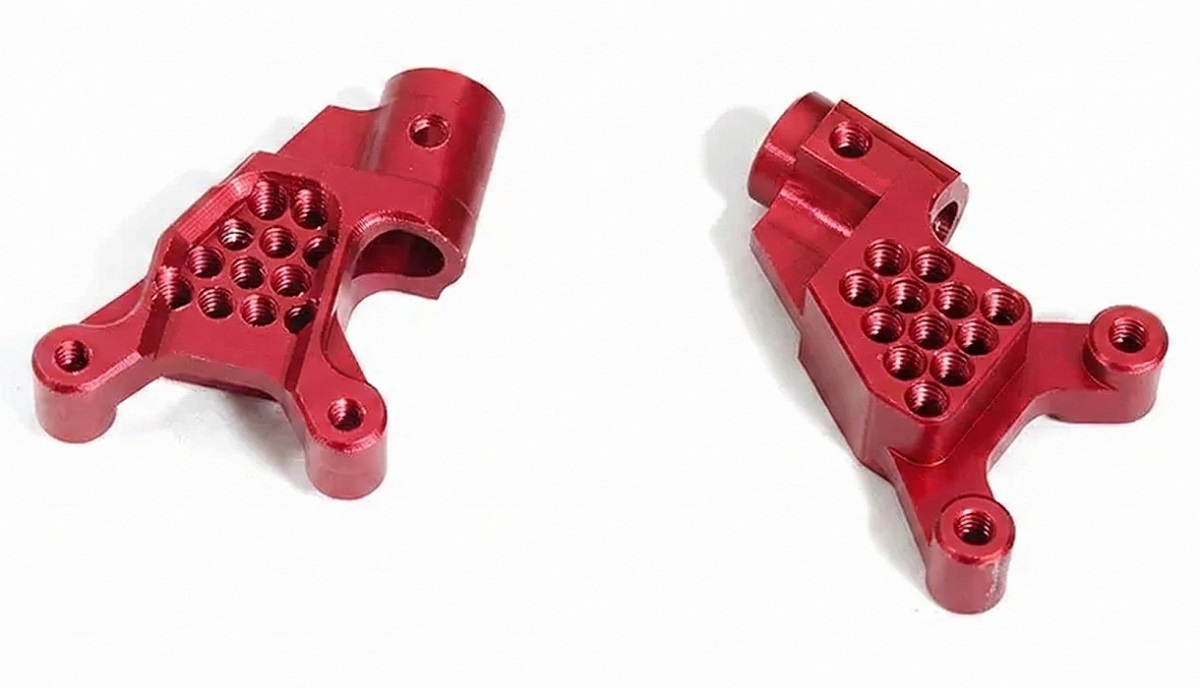 C31316RED Billet Machined Rear Shock Towers for Axial 1/24 SCX24 Rock Crawler - Image 1