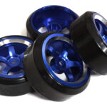5 Spoke Wheel & Tire Set (4) for Drift Racing (O.D.=62mm) W=26mm Offset 3.5mm