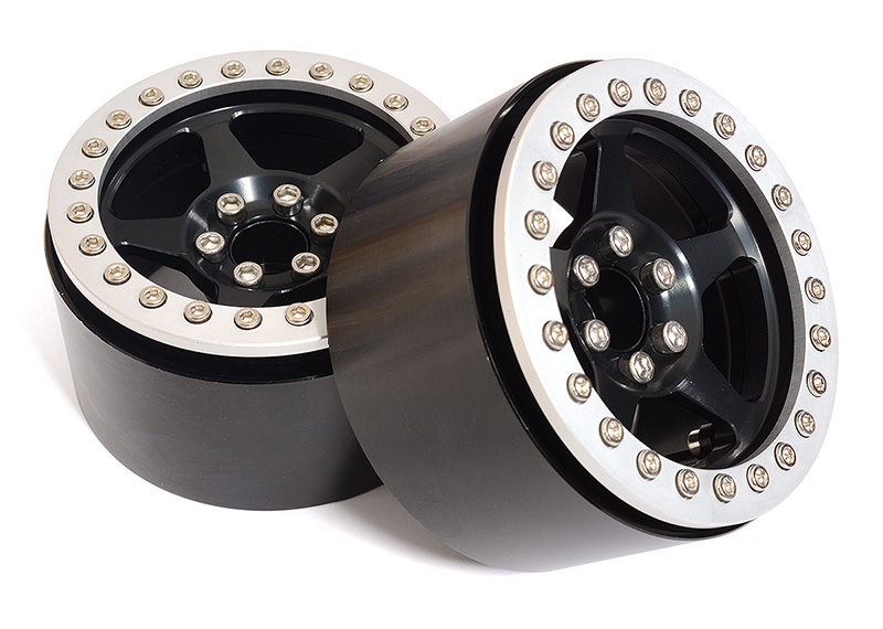 C31375BLACK 2.2 Size Billet Machined Alloy 5 Spoke Wheel(2) 115g Each for 1/10 Scale Crawler - Image 1