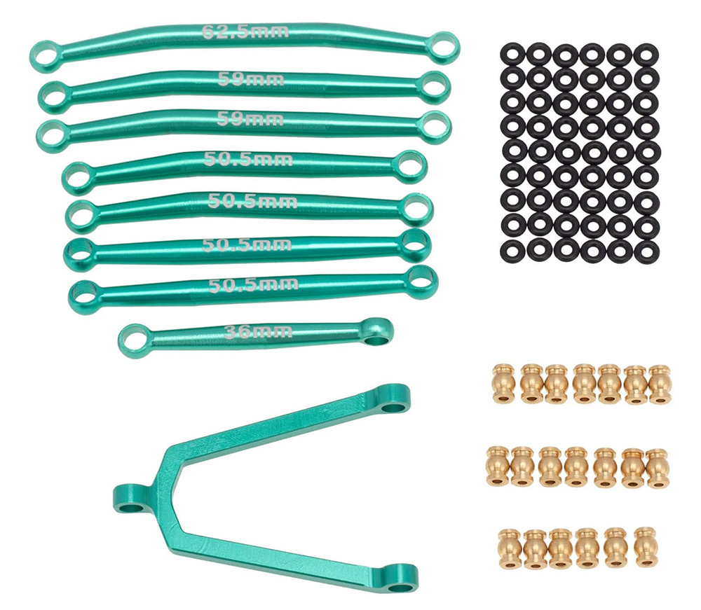 C31391GREEN Billet Machined Alloy Linkage Set for Axial 1/24 SCX24 C10 B-17 Rock Crawler - Image 1
