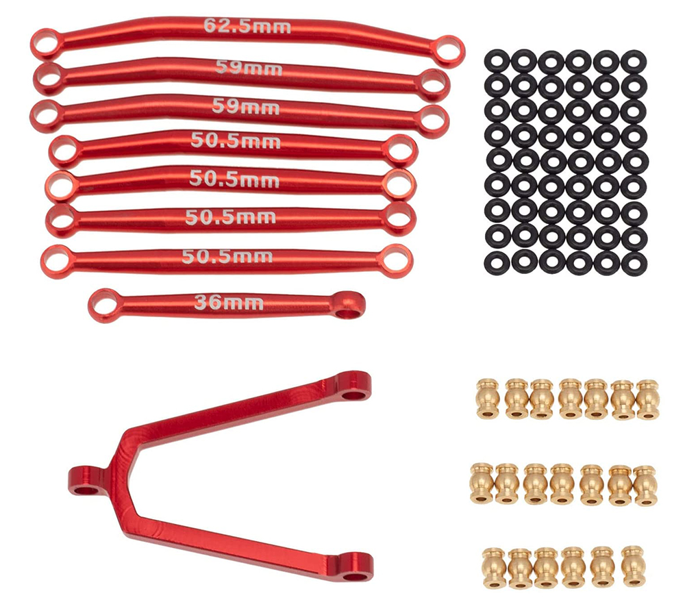C31391RED Billet Machined Alloy Linkage Set for Axial 1/24 SCX24 C10 B-17 Rock Crawler - Image 1