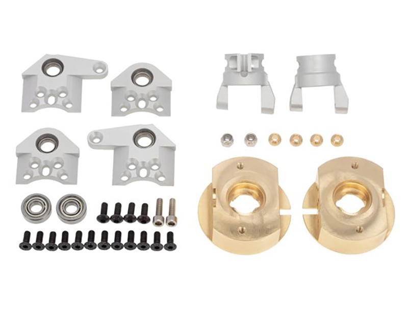 C31494SILVER Alloy Caster & Steering Blocks w/ Weight Added 105g Each for Wraith 2.2 & RR10 - Image 1