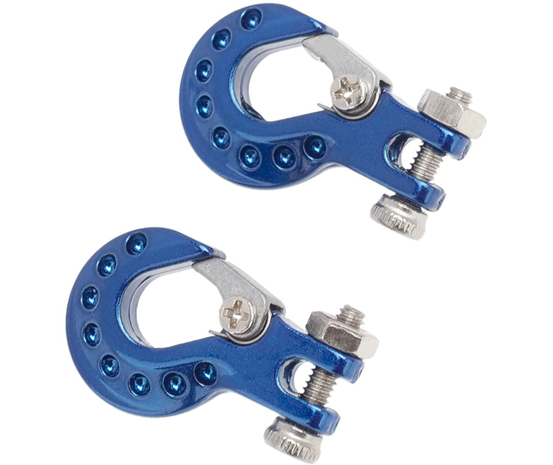 C31503BLUE 1/10 Model Scale Alloy Tow Rope / Cable Winch Hook (2) for Off-Road Crawler - Image 1
