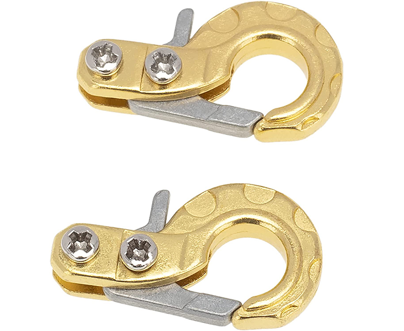 C31504GOLD 1/10 Model Scale Alloy Tow Rope / Cable Winch Hook (2) for Off-Road Crawler - Image 1
