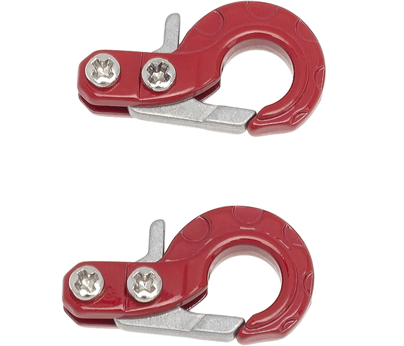 C31504RED 1/10 Model Scale Alloy Tow Rope / Cable Winch Hook (2) for Off-Road Crawler - Image 1