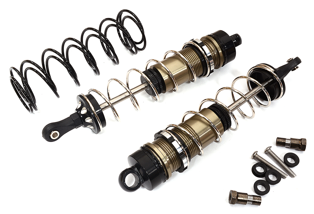 C31547BLACK Alloy Machined HD Big Bore Shocks (2) 122mm for 1/8 Scale Off-Road - Image 1