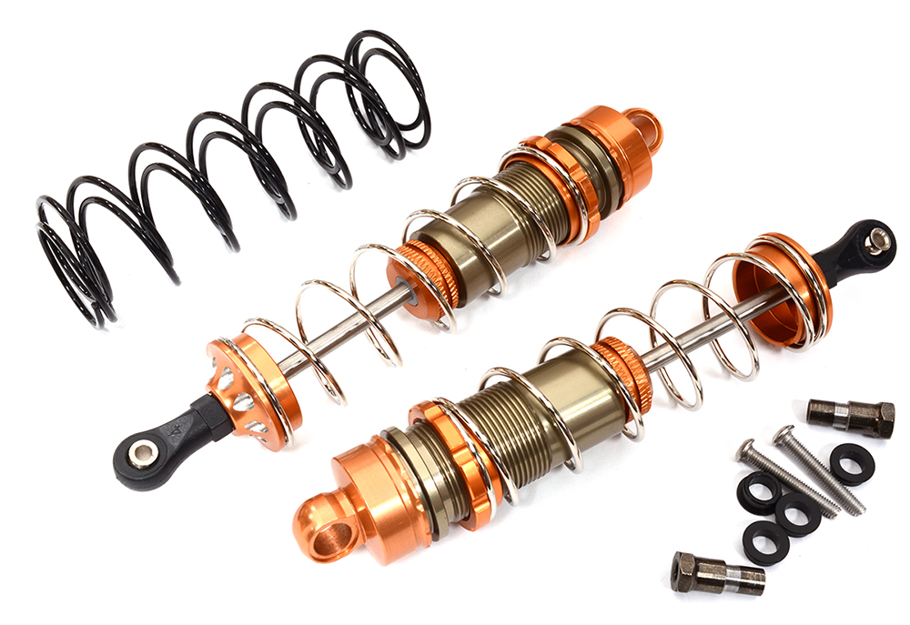 C31549ORANGE Alloy Machined HD Big Bore Shocks (2) 110mm for 1/8 Scale Off-Road - Orange - Image 1