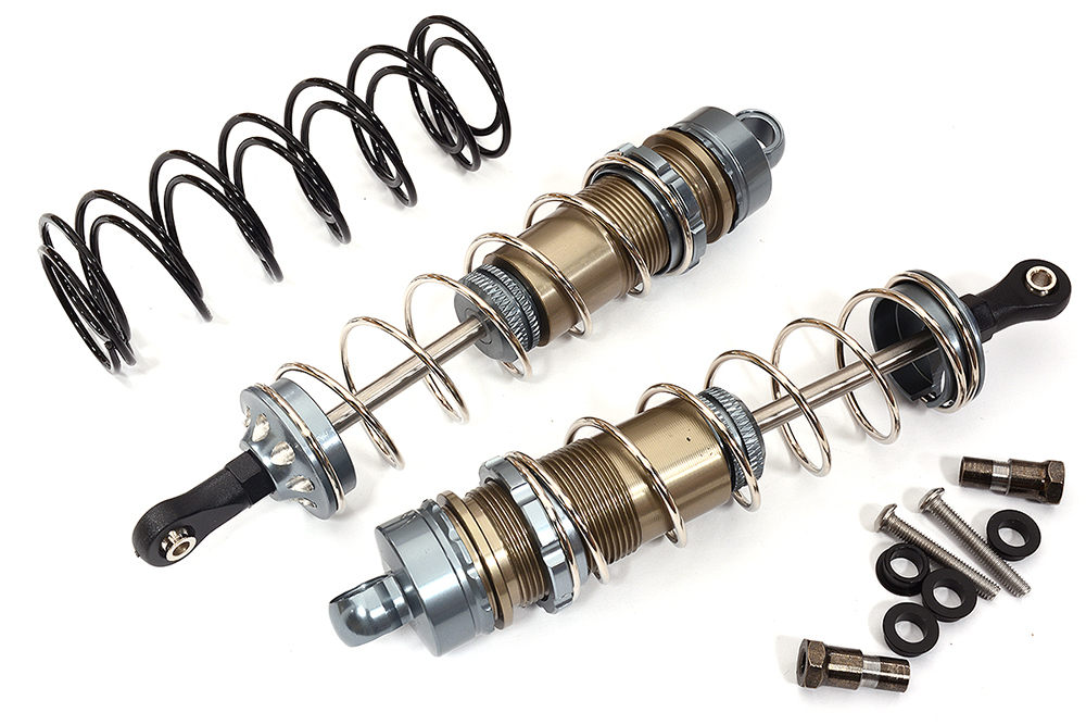 C31550GUN Alloy Machined HD Big Bore Shocks (2) 130mm for 1/8 Scale Off-Road - Image 1