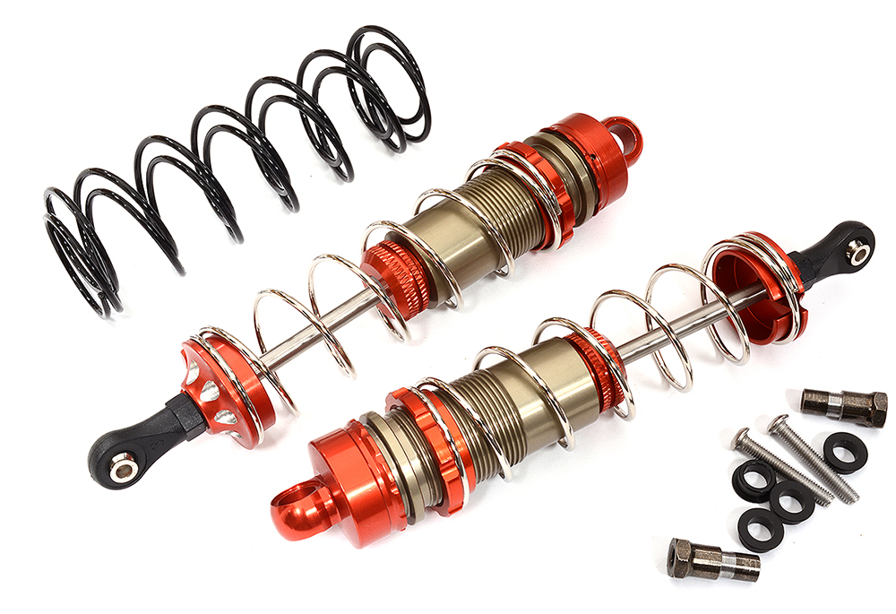 C31550RED Alloy Machined HD Big Bore Shocks (2) 130mm for 1/8 Scale Off-Road - Image 1