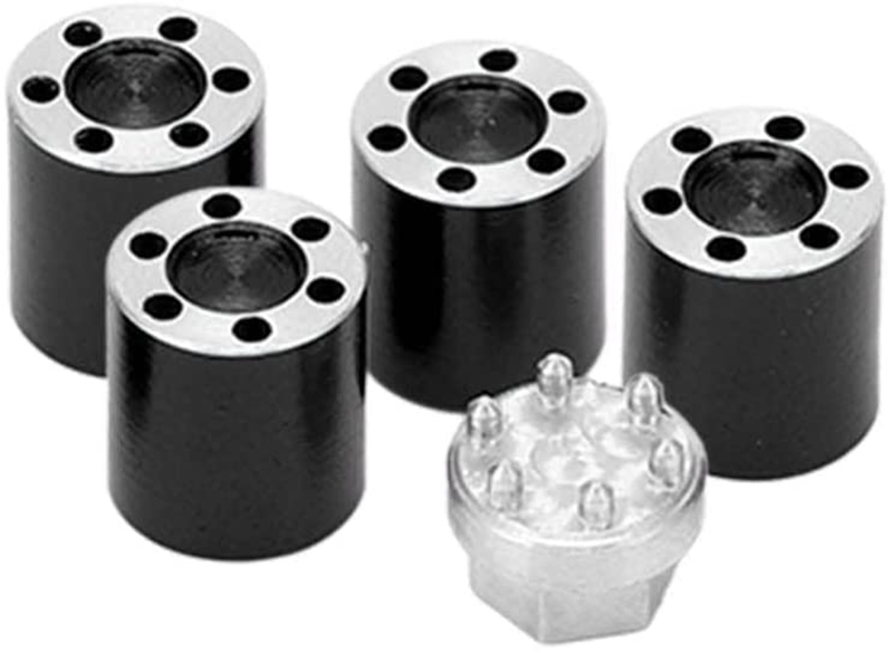 C31597BLACK Billet Machined Wheel Nuts (4) w/Center Cap Adapter for Axial 1/24 SCX24 Crawler - Image 1