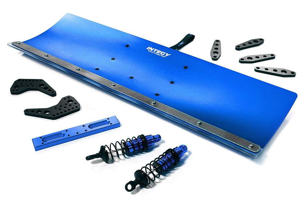 C31612BLUE Blue Alloy Machined 400mm Snowplow Kit for Arrma 1/10 Vorteks 4X4 3S BLX - Image 1